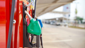 A photo of a green gas pump