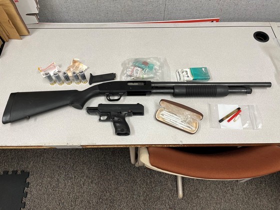 Guns and drugs found during a traffic stop on I-65 in southern Indiana.