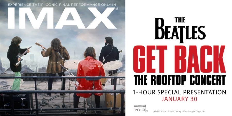 Beatles 'Get Back: The Rooftop Concert" graphic.