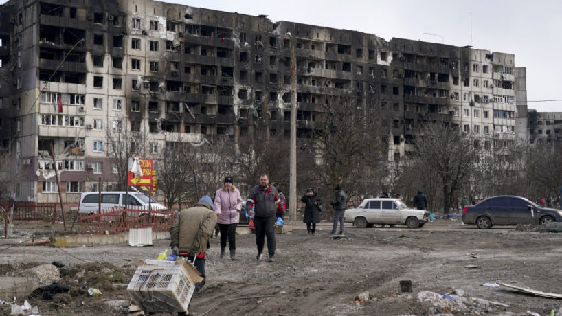 Bombed out building in Mariupol
