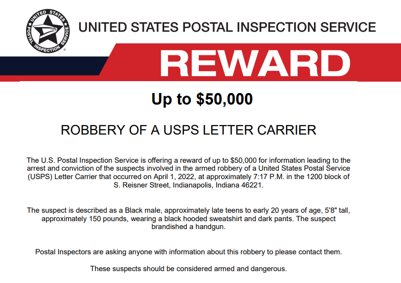 Letter Carrier Held Up; Reward Offered for Info - Vimarsana News
