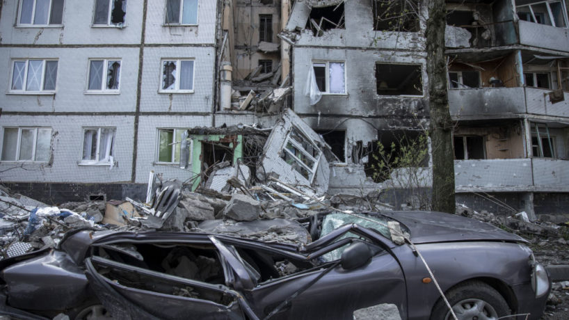 Crushed car in Ukraine