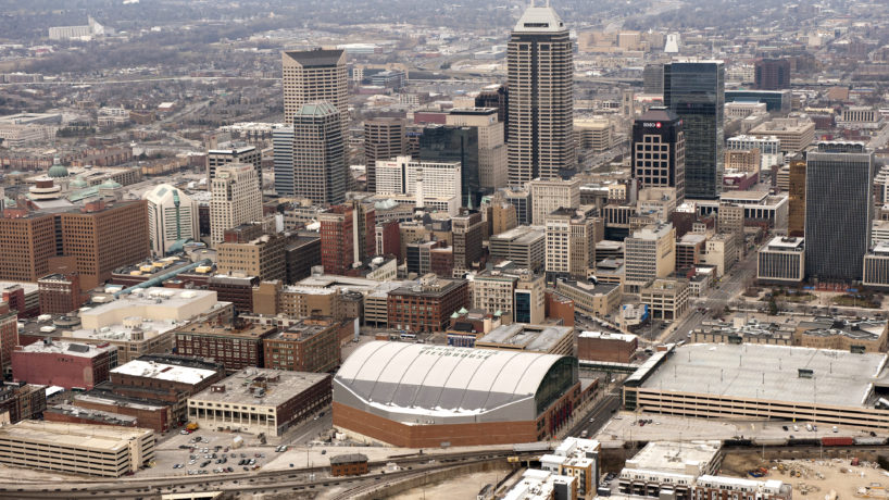 overhead shot of downtown Indianapolis, Indiana