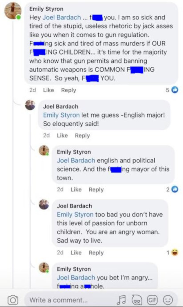 Emily Styron's Facebook comments