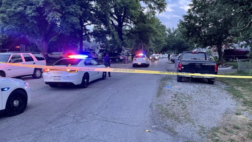 IMPD patrol cars at the scene of a shooting on Grant Avenue in Indianapolis on July 5, 2022
