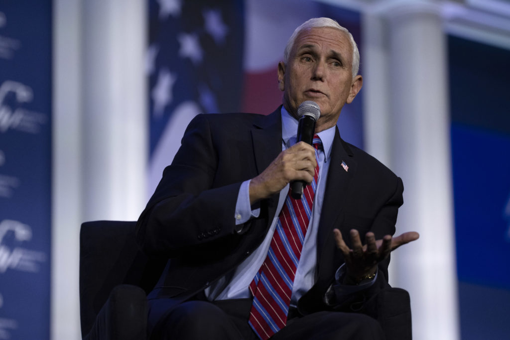 Former U.S. Vice President Mike Pence speaks during the Republican Jewish Coalition (RJC) Annual Leadership Meeting