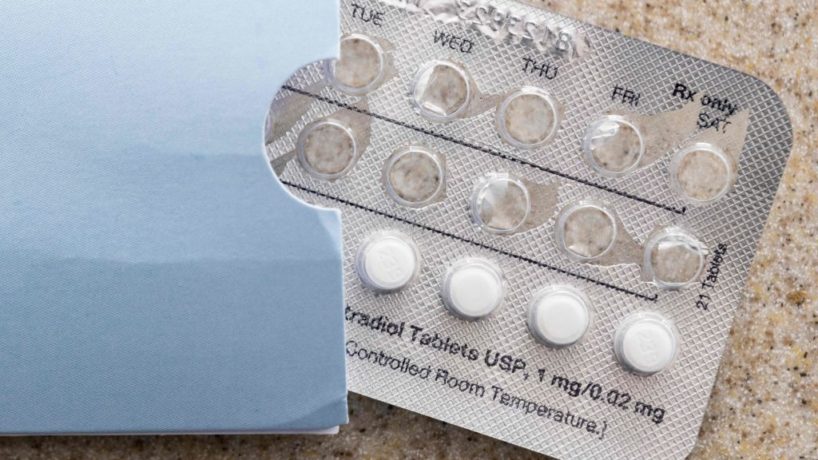 Partly-used blister pack of birth control pills