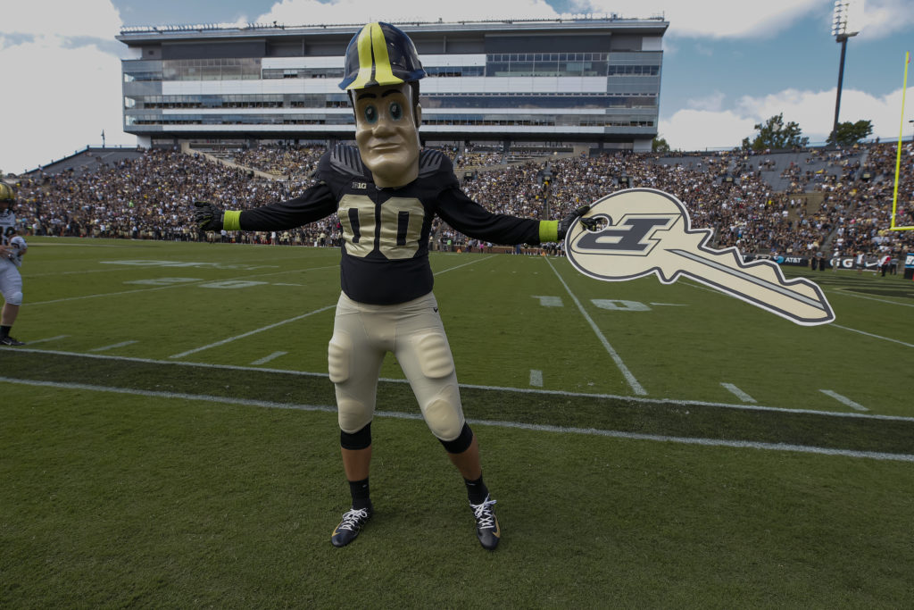 Purdue Boilermakers mascot is seen during the game against the Vanderbilt Commodores at Ross-Ade Stadium
