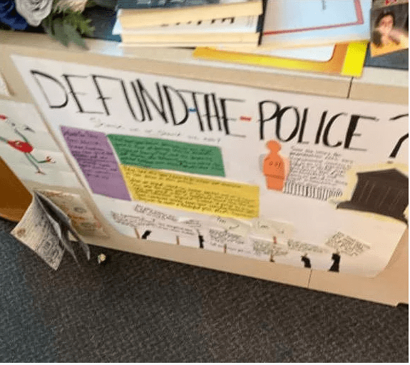 Fishers High School Teacher Displays "Defund Police" Poster In Class with Younger Brother of A Fallen Officer - Vimarsana News