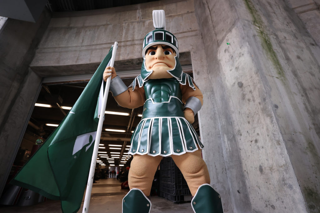 Michigan State Spartans mascot Sparty while playing the Ohio State Buckeyes at Ohio Stadium