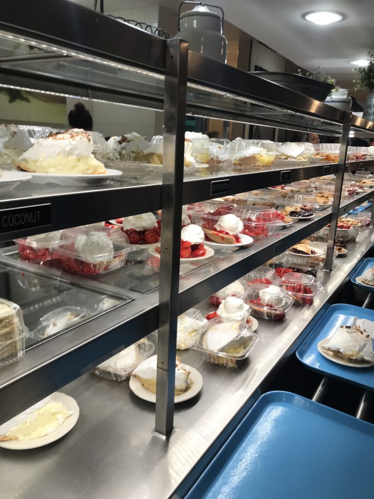 a row of Pie at Gray Brothers Cafeteria