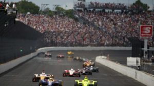 cars on the track at IMS