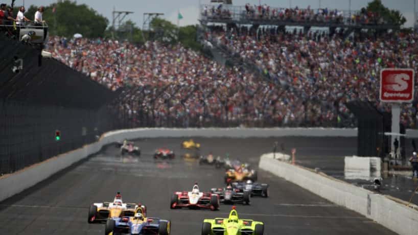cars on the track at IMS