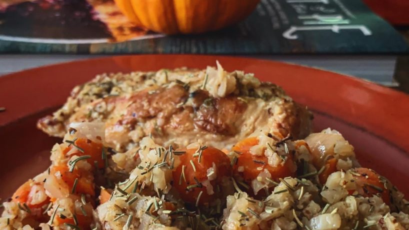 a cauliflower rice pilaf