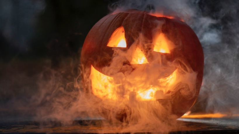 Pumpkin with smoke coming out