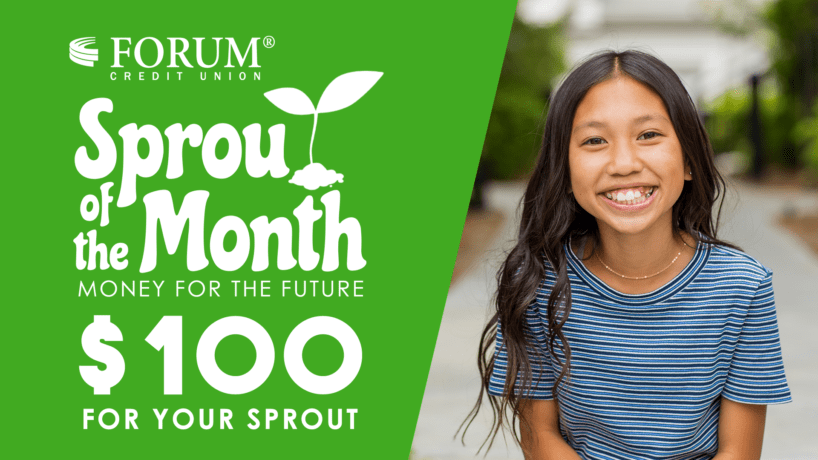 Sprout of the Month banner- little girl smiling