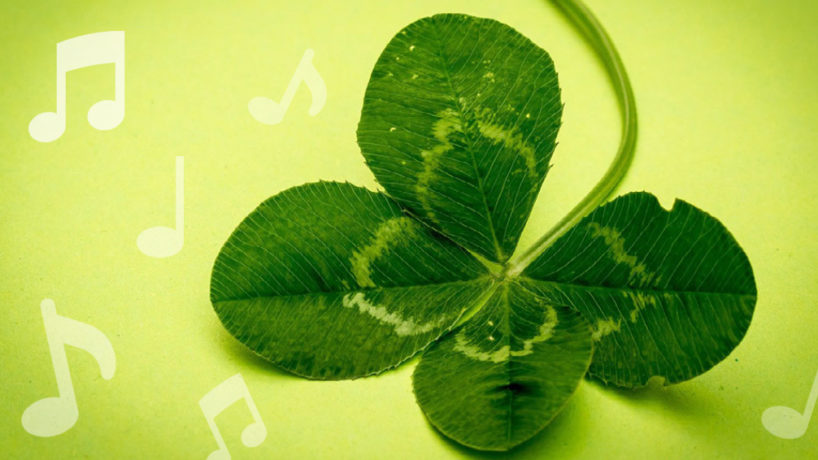 four leaf clover with music notes