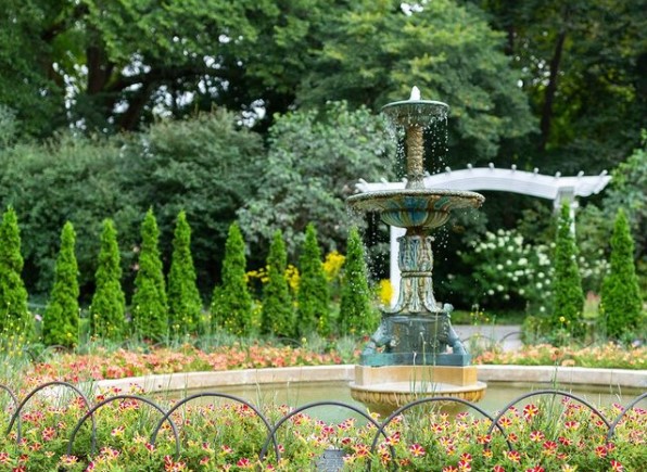 fountain in nature at Newfields