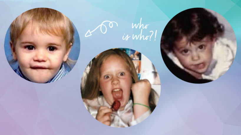Justin Bieber, Adele, and Ariana Grande as kids