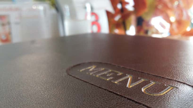 a brown menu