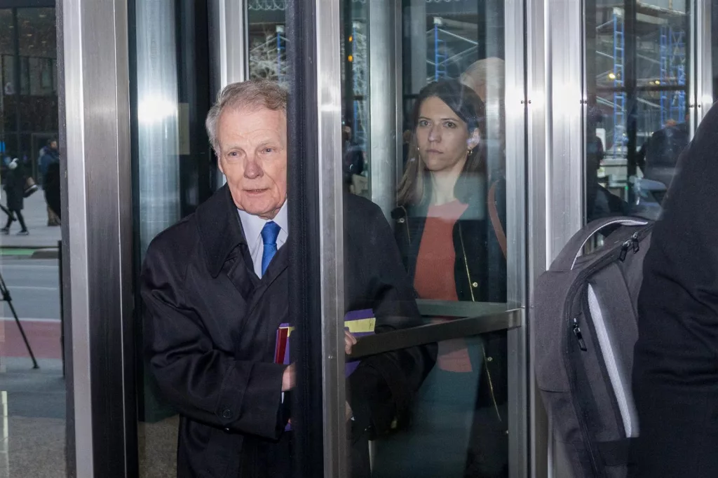Former Illinois House Speaker Michael Madigan exits the Dirksen Federal Courthouse in Chicago Wednesday afternoon. A judge granted Madigan’s motion to delay his bribery and racketeering trial from April 1 to October 8, after the U.S. Supreme Court’s review of another bribery case. (Capitol News Illinois photo by Andrew Adams)