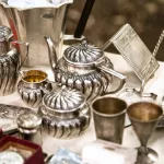 antiquesilverteapotscreamerandotherutensilsataflea