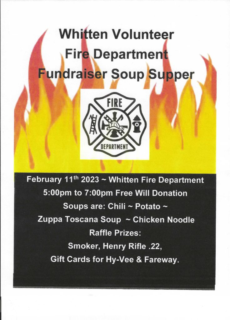 Whitten Fire Department Soup Dinner Iowa's Best Country, KIX 101.1