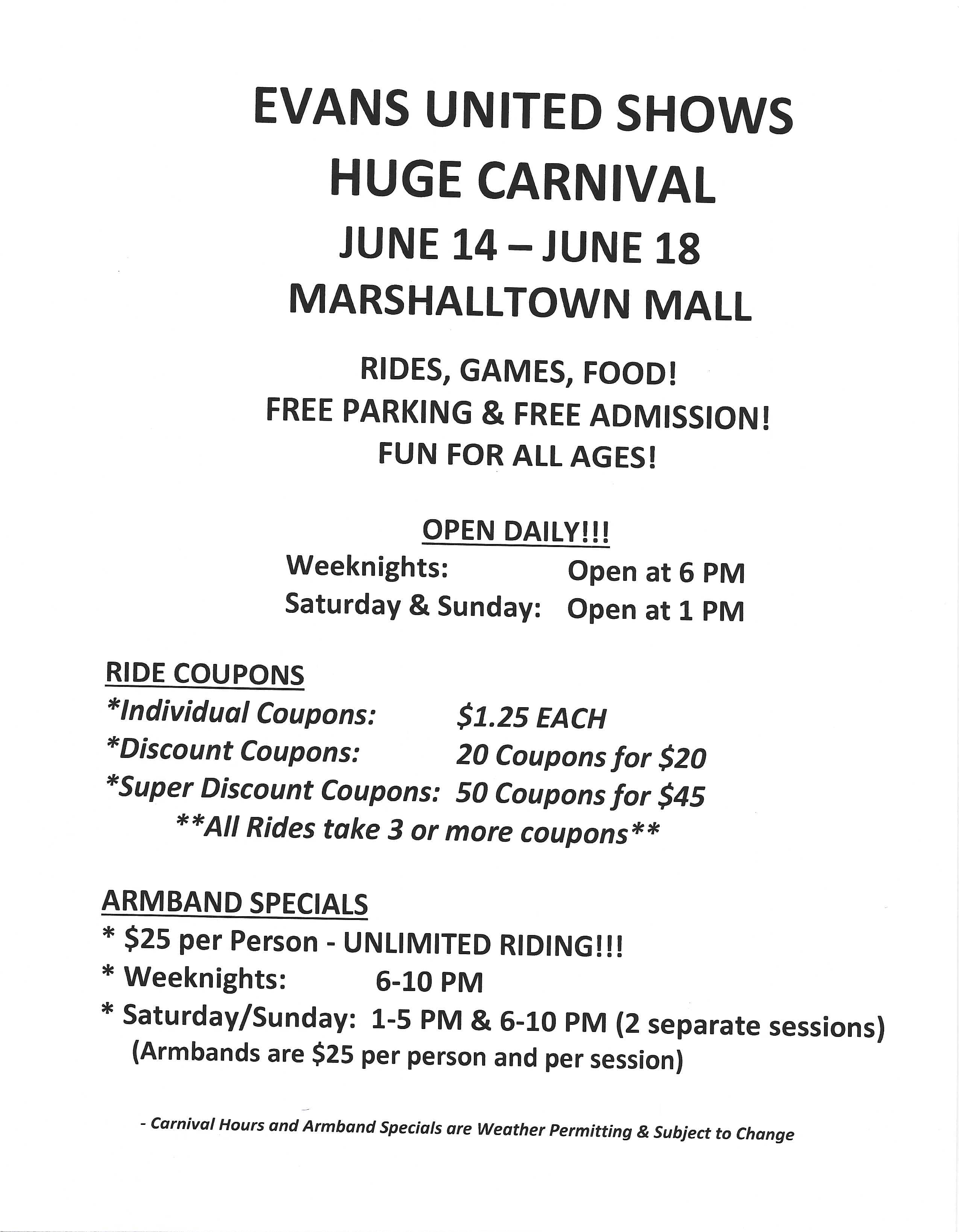 Evans United Shows Huge Marshalltown Carnival NewsTalk 1230 KFJB