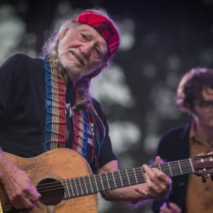 Willie Nelson and son Micah performing at Outside Lands music festival Sutro Stage.