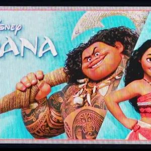 Movie theater marquee featuring the Disney film "Moana" along with the main characters