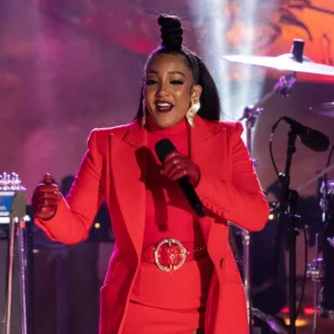 Mickey Guyton performs during the 89th annual Rockefeller Center Christmas tree lighting ceremony New York^ NY - December 1^ 2021