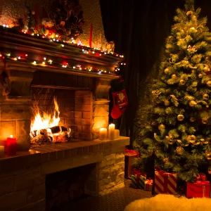 christmas-interior-with-tree-presents-and-fireplace