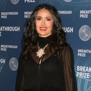 Salma Hayek at the 11th Breakthrough Prize Awards at Barker Hanger on April 6^ 2025 in Santa Monica^ CA