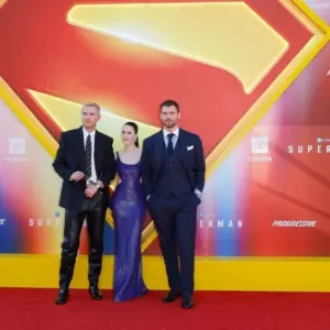 Nicholas Hoult^ Rachel Brosnahan^ David Corenswet at the Premiere of Superman at the TCL Chinese Theatre IMAX. LOS ANGELES - JULY 7^ 2025