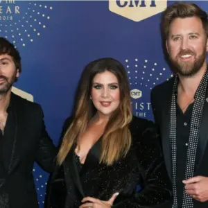 (L-R) Dave Haywood^ Hillary Scott and Charles Kelley of Lady A attend the 2019 CMT Artists of the Year at Schermerhorn Symphony Center on October 16^ 2019 in Nashville