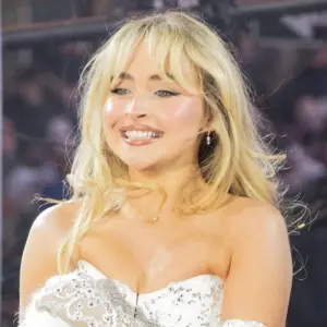 Sabrina Carpenter performs on stage during 2024 New Year's celebration on Times Square in New York on December 31^ 2023.