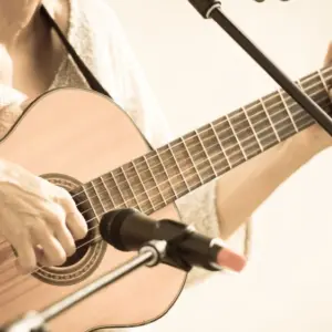Woman with guitar/toned photo