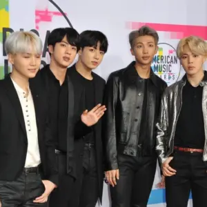 Jungkook^ Jimin^ V^ Suga^Jin^ J-Hope and Rap Monster of BTS at the 2017 American Music Awards held at the Microsoft Theater in Los Angeles^ USA on November 19^ 2017.