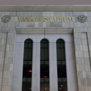 Yankee Stadium at night in winter. BRONX^ NEW YORK - FEBRUARY 20