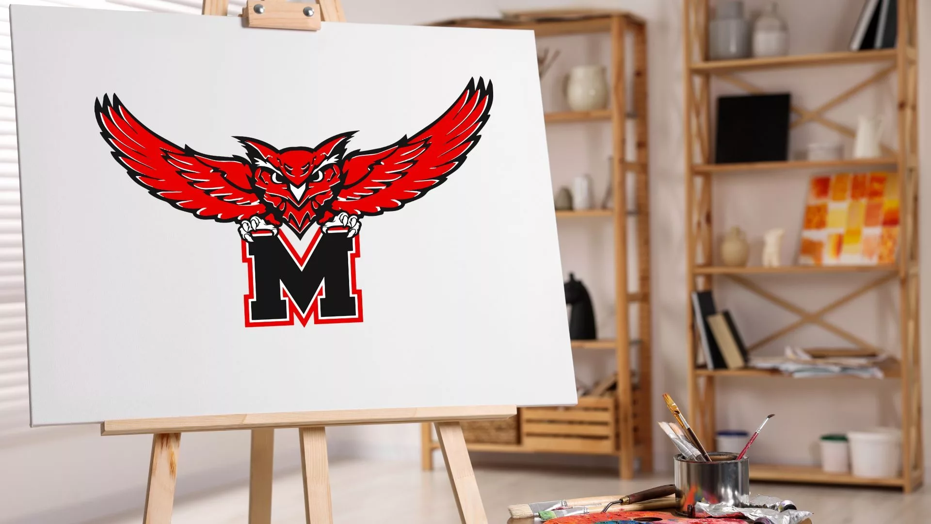 marshall-owl-on-blank-canvas-on-easel