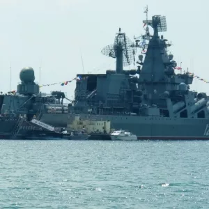 Moskva russian guards missile flagship cruiser of russian navy in Black Sea^ lead ship of Project 1164 Atlant. SEVASTOPOL^ UKRAINE^ 27 JULY^ 2008
