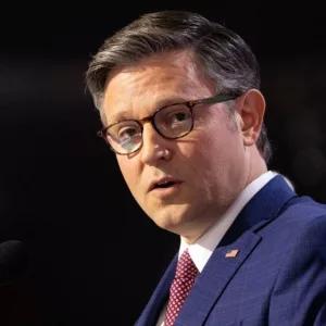 Speaker of the House Mike Johnson at the Republican National Convention. Milwaukee^ Wisconsin - July 15^ 2024