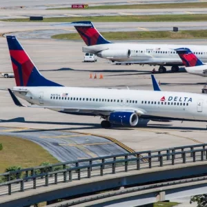 Boeing 737 and 757 Delta parked on Orlando International Airport on September 4^ 2012
