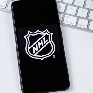 NHL app logo on a smartphone screen. Manhattan^ New York^ USA May 2^ 2020.