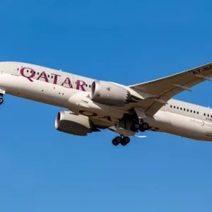 Passenger jet Qatar Boeing taking off at Budapest - Liszt F - international airport. Hungary Budapest Jun. 14^ 2021