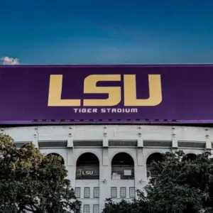 LSU Tiger Stadium. Outdoor stadium located in Baton Rouge^ Louisiana^ on the campus of Louisiana State University. It is the home stadium of the LSU Tigers football team. Taken February 9^ 2025