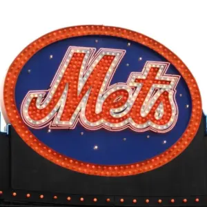 Classic New York Mets logo^ carried over to Citi Field from old Shea Stadium^ on top of the Shake Shack on May 26^ 2009 in New York.