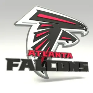 Emblem of the Atlanta Falcons. The Atlanta Falcons are a professional American football team. Template for presentation or infographics. 3D render. 3D Illustration