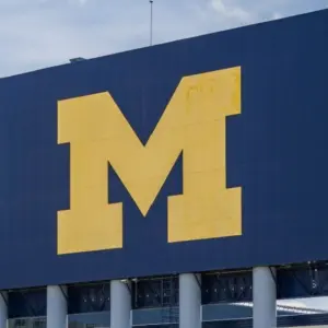 University of Michigan Wolverines' logo at NCAA football stadium Ann Arbor^ MI - May 27^ 2022