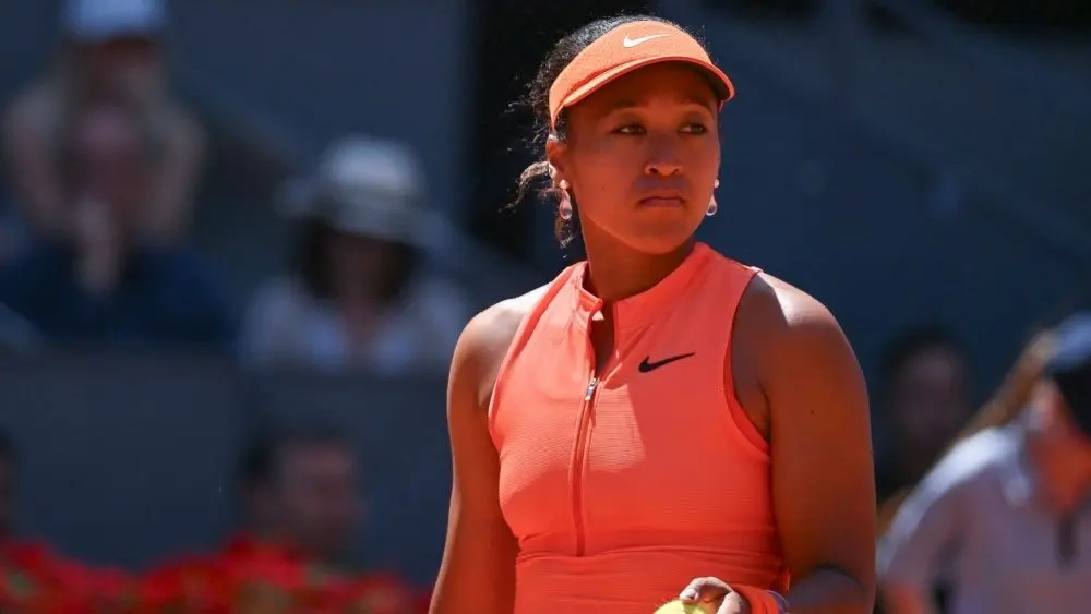 Naomi Osaka of Japan against Aryna Sabalenka of Belarus during their Women's Singles match on Day Eight of the Mutua Madrid Open at La Caja Magica on April 27^ 2026^ in Madrid^ Spain